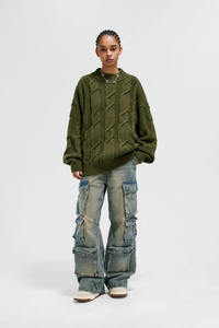 เสื้อสเวตเตอร์ถักแบบหนาสำหรับผู้หญิงเสื้อสเวตเตอร์ถักแบบวินเทจหนาสำหรับฤดูหนาว - Product Image 3