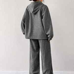 Conjunto Deportivo de Felpa 100% Algodón de 300g, Talla Grande, Sudadera con Capucha y Pantalones Deportivos, Conjunto Deportivo al por Mayor para Mujer, OEM/ODM - Product Image 3