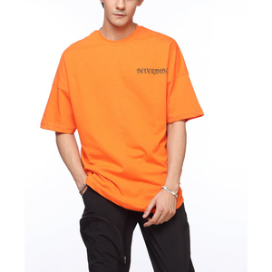 Camiseta de hombre con cuello redondo de calidad de lujo 100% algodón nueva ropa de calle personalizada de gran tamaño sólido hombro caído estilo de impresión en blanco - Product Image 1