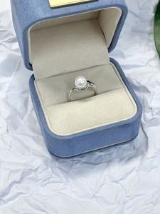 Bague en argent sterling S925 avec perle de culture d'eau de mer blanche ronde, sertie de griffes, classique, pour femme - Product Image 4