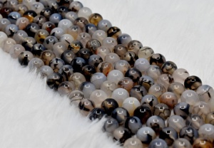 Venta al por mayor de cuentas de ágata de vena de dragón negras de 8 mm, piedras de cristal redondas naturales curativas para la fabricación de joyas. - Product Image 2