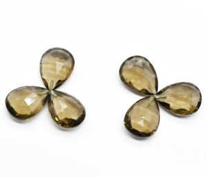 Collar de cuarzo ahumado cultivado en laboratorio de alto grado AAA rosa azul facetado 24X18X8 MM pera Briolette corte joyería fabricación amatista suelta - Product Image 4