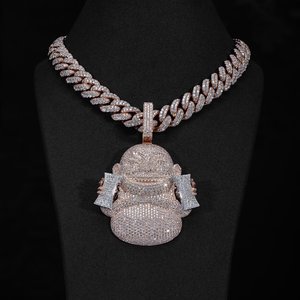 Pendentif Bouddha glacé personnalisé | Argent sterling 925 avec placage à l'or rose et diamants Moissanite VVS | Bijoux Hip Hop - Product Image 2