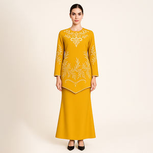 Abaya musulmane moderne en coton brodé à la main de style mariage modeste grande taille antistatique respirant léger - Product Image 4