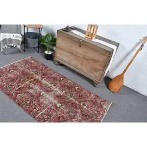 Tapis turc vintage rouge vert 3,1x6,1 pieds - Product Image 5