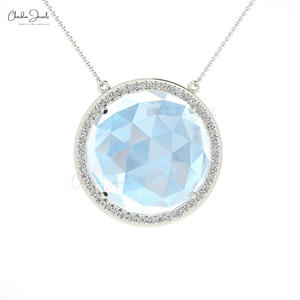 À la mode arc-en-ciel pierre de lune déclaration collier 0.18 TCW diamant délicat collier 14k or massif juin pierre de naissance bijoux grossiste - Product Image 2