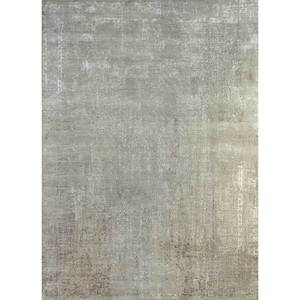 Tapis noué à la main en laine et soie de bambou à motifs abstraits Uvenuti gris et noir - pour la décoration du salon LRB-1569 - Product Image 1