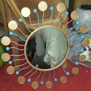 Modern <b>Gold</b> Metal <b>Frame</b> Wall <b>Mirror</b> Iron and Brass Plated Customizable Shape for Home and Salon Beauty - Product Image 2