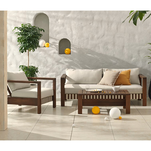 ชุดโซฟาไม้สักสำหรับกลางแจ้ง เหมาะสำหรับสวน ระเบียง หรือลานบ้านวิลล่า กันน้ำและกันแดด เฟอร์นิเจอร์พักผ่อน - Jovi - Product Image 2