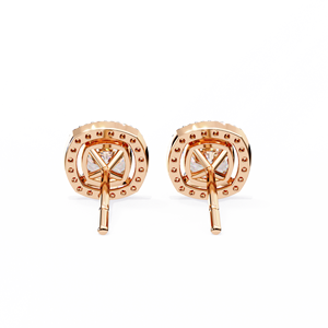 Igi Gia Certified 1-2-3 Ct Lab Grown Cushion Cut Diamond Vintage <b>Earrings</b> HPHT CVD VVS1 14k/18k Solid <b>Gold</b> Studs Halo <b>Screw</b> <b>Back</b> - Product Image 5
