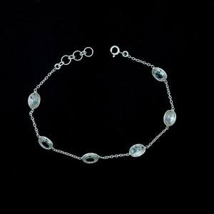 Women gift White Topaz Gemstone <b>Bracelet</b> Handmade in 925 Sterling Silver Adjustable Chain Fine Jewelry Gift - Product Image 1
