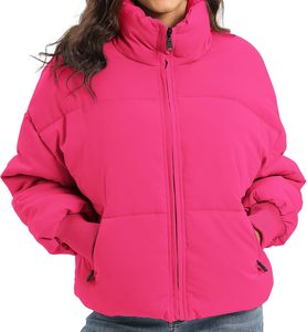 Nouveau design veste d'hiver bouffante pour femmes fermeture éclair personnalisée vêtements pour femmes vestes respirantes pour femmes bouffantes séchage rapide couleur rose - Product Image 2