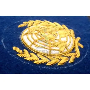 OEM Officers United Nations Hand Embroidered Bullion Badge Custom Bullion Wire Badges Manufacturers of Beret 3D Metal Patch