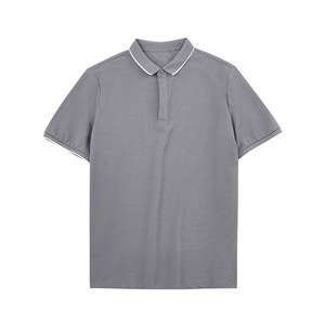 Polo de manga corta para hombre de verano con logotipo personalizado OEM, Polo teñido con solapa en contraste a rayas de estilo sencillo - Product Image 4