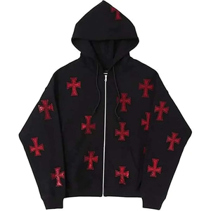 Sudadera con Capucha Extra Grande Vintage Y2K de Alta Calidad para Hombre, 100% Algodón, Cierre Completo, OEM, Sólida, Transpirable, Ecológica, para Invierno - Product Image 1