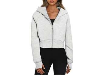 เสื้อฮู้ดซิปผู้หญิงแฟชั่นฤดูหนาว 2025 ขายส่ง OEM ผลิตตามสั่ง ทรงเข้ารูป ผ้าฝ้ายแคนวาส 100% ผ้าฟลีซ ซิปเต็มตัว เป็นมิตรกับสิ่งแวดล้อม ด้านหน้า - Product Image 5