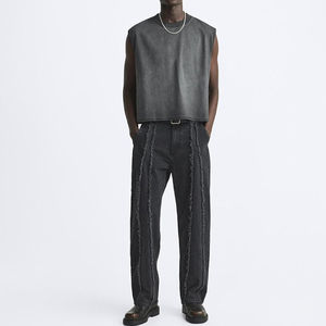 Vintage Streetwear Men O-Neck Boxy <b>Sleeveless</b> Tshirts Casual Loose Sports Vest Oversized Cotton Man Acid Wash Tank <b>Top</b> - Product Image 3