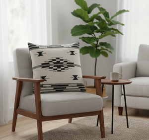 Modern Customizable Square Floral Pattern Cotton <b>Black</b> & White Design <b>Cushion</b> <b>Cover</b> Zipper Closure Washable for Home Hotel Use - Product Image 5