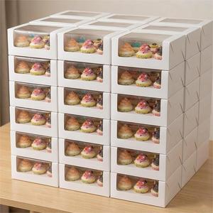 Caja para <span class=keywords><strong>Donuts</strong></span> <span class=keywords><strong>de</strong></span> Papel Blanco con Tapa Transparente, Contenedor Desechable para Llevar Productos Horneados, Pasteles, Exhibición <span class=keywords><strong>de</strong></span> Panadería, Ecológico - Product Image 1