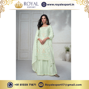 พรีเมี่ยมผ้าไหมจินินปากีสถานเย็บคอลเลกชันชารารา Eid โดยรอยัลส่งออกซูราธ - Product Image 5