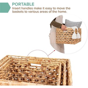 Venta al por mayor de cestas de almacenamiento tejidas de jacinto de agua para dormitorio y sala de estar para organización de estanterías-Contenedores de lavandería - Product Image 6