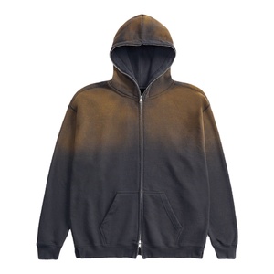 Slim Fit à la mode hommes fermeture éclair sweats à capuche en gros lavé à l'acide 100% coton français éponge pleine fermeture éclair sweats à capuche élégant Streetwear - Product Image 1