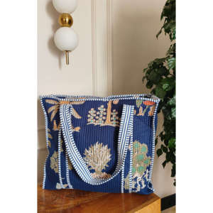 <b>Summer</b> Canvas <b>Tote</b> <b>Bag</b> with Embroidery and Zipper Closure - Product Image 2