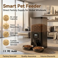 Approvisionnement direct d'usine, distributeur automatique de nourriture pour animaux de compagnie de 6 L, bol en acier inoxydable, vente en gros
