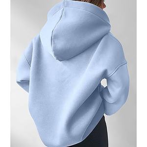 Sweat-shirt à capuche pour femme, hiver 2024, style européen et américain, doublure polaire, grande taille, très vendu, transfrontalier, logo frontal délavé, peluche - Product Image 6