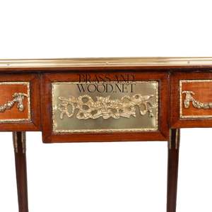 Table d'appoint carrée de luxe avec incrustation de marqueterie complexe et accents en laiton doré orné pour la décoration intérieure classique - Product Image 3