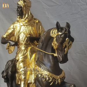 家の装飾のための馬の彫刻に小さな兵士アンティークブロンズ乗馬戦士像 - Product Image 6