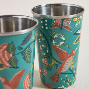 Indian Handmade Bulk Making Quantity Product Stainless Steel Stemless Enamel Printed Flower Design Unique Look Drinking <b>Glasses</b> - Product Image 4