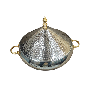 Olla de Cocina de Lujo de Metal con Acabado Dorado y Martillado, Color Dorado Natural, Olla de 3 Capas, Juego de Utensilios de Cocina con Tapa de Metal - Product Image 1