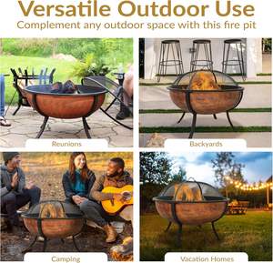 Authentic Modern Indian Made Copper Natural <b>Gas</b> <b>Fire</b> <b>Pit</b> with up to 9999 BTU Heating for Lawn Courtyard Parties-Portable Design - Product Image 4