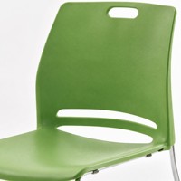 Chaise de conférence empilable moderne verte, siège en plastique, structure en acier, chaise de salle d'audience, de classe ou de réunion