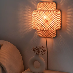 โคมไฟติดผนังไม้ไผ่สำหรับห้องนอนทำจากไม้ไผ่โคมไฟทำจากวัสดุแฮนด์เมดอุปกรณ์ตกแต่งบ้านขายส่ง - Product Image 3