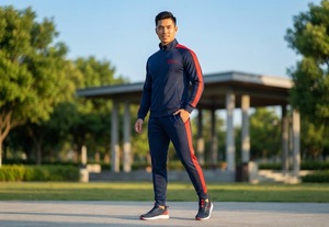 Conjunto Deportivo de Invierno para Hombre, Chaqueta con Cierre Completo, Pantalones Jogger, Franja Lateral, Informal, para Entrenamiento Deportivo, Running, con Logotipo Personalizado OEM - Product Image 5