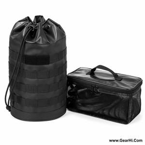 Sac utilitaire MOLLE à cordon de serrage en nylon enduit PU, sac de rangement étanche pour équipement, porte-composants en maille, rangement d'accessoires robuste, tactique - Product Image 1