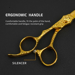 กรรไกรตัดผมสแตนเลส6นิ้วแบบมืออาชีพน้ำหนักเบาปลายแหลมสีทองด้ามจับปานกลางร้านทำผมตรง - Product Image 6