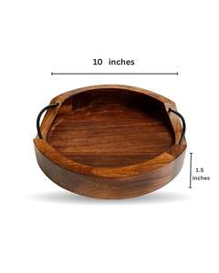 Plateau de service en bois poli avec étiquetage privé avec poignée en fer conçu pour une prise en main facile et une surface lisse - Product Image 2