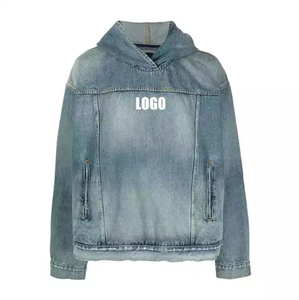 Sudadera con capucha de algodón pesado lavado con ácido Vintage con cremallera para hombre logotipo bordado personalizado Rhinestone Sun Faded Hoodie - Product Image 1