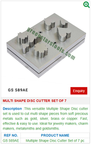 GS 589AE Juego de 7 cortadores de disco multiforma Herramientas y moldes de joyería de acero inoxidable Nueva condición" - Product Image 2