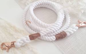 Correa de algodón blanca para perros, manos libres - Product Image 4