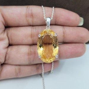 Teardrop Citrine <b>Necklace</b> | Sterling Silver Citrine Crystal <b>Necklace</b>, <b>Boho</b> Gemstone Jewelry, Unique Citrine <b>Necklace</b> for Women - Product Image 2