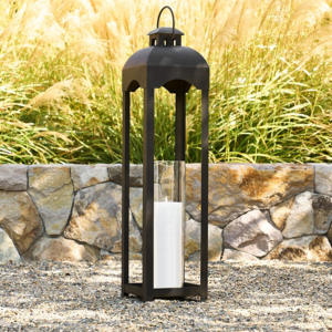 Latest Arrivals Modern Tall <b>Outdoor</b> <b>Black</b> Metal Decorative <b>Lanterns</b> Unique Top Glass Tubes Pillar Candle Holder Handmade Home - Product Image 2