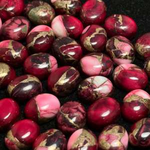 Kingman8X10 alta calidad personalizable ovalado 8X10MM Natural rojo búfalo rojo turquesa piedra preciosa para la fabricación de joyas - Product Image 1