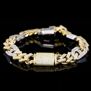Diamants ronds et baguettes de laboratoire Hip Hop Cuban Link Bracelet Bijoux en argent sterling 925 - Product Image 4