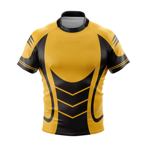 Maillot de rugby personnalisé jaune et noir grande taille avec logo sur mesure, antibactérien, séchage rapide, respirant, confortable, ensemble de tailles - Product Image 3