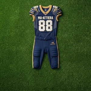 Ensemble de maillot et pantalon de football américain personnalisé bleu marine et or, uniforme d'équipe rembourré, fabricant de vêtements de sport en gros - Product Image 5