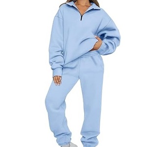 Ensemble de survêtement 2 pièces pour femme en polyester/rayonne respirant de haute qualité, personnalisé, avec épaules tombantes, tenue décontractée - Product Image 2
